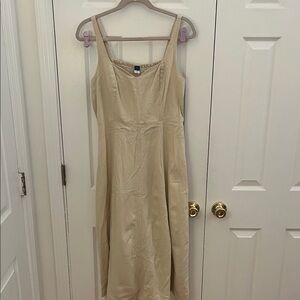 Old Navy Linen Cream Sleeveless Dress